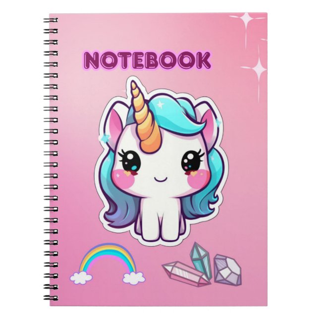 Pretty Cute Purple Unicorn Notebook (Front)