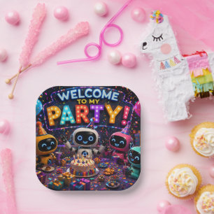 Pretty cute robots, large party plate