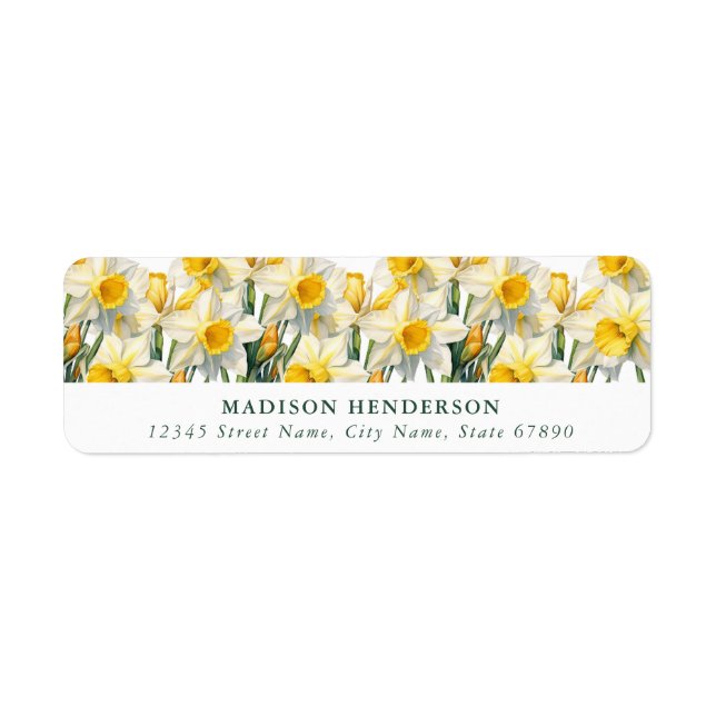 Pretty Daffodil Flowers Return Address Label (Front)