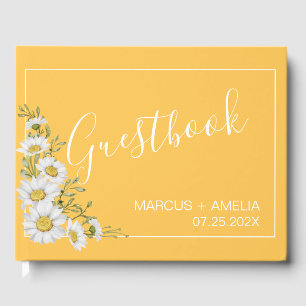 Pretty Daffodil Yellow & White Daisies Guest Book