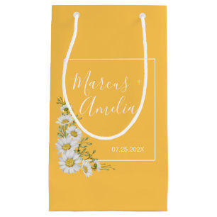 Pretty Daffodil Yellow & White Daisies Wedding Small Gift Bag