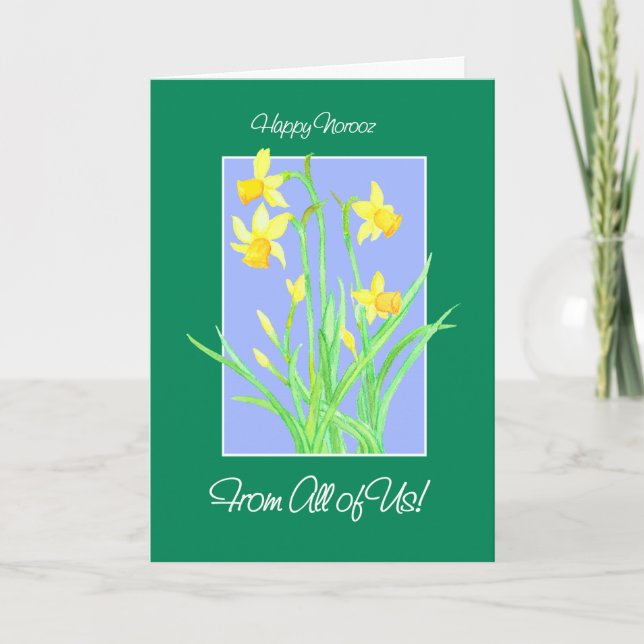 Pretty Daffodils 'From All of Us' Norooz Holiday Card (Front)