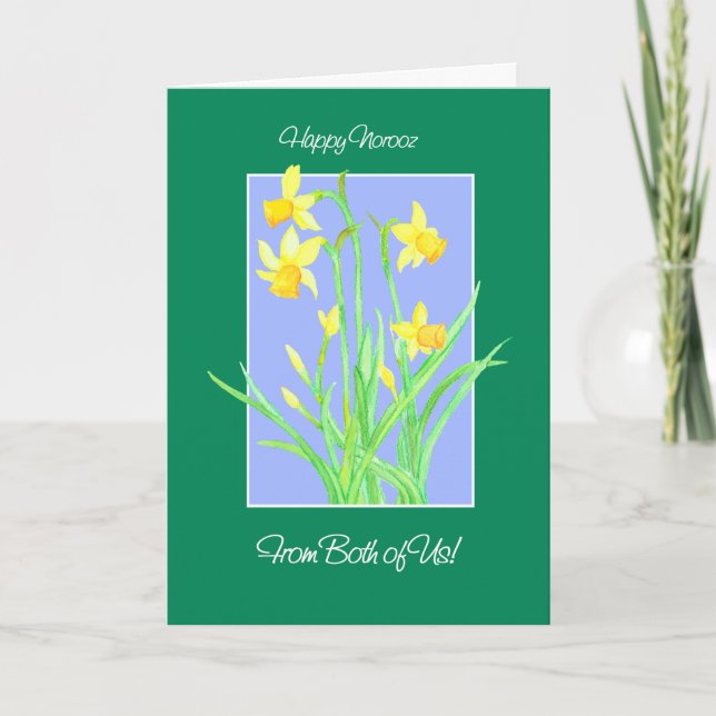 Pretty Daffodils 'From Both of Us' Norooz Holiday Card (Front)
