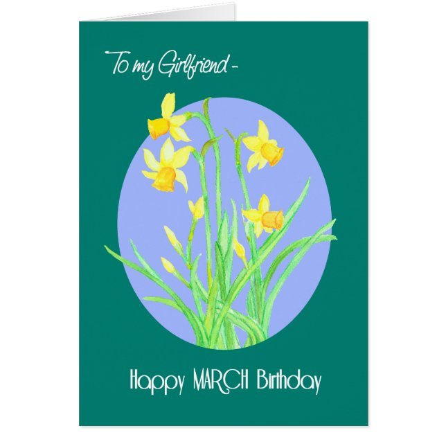 Pretty Daffodils March Birthday for Girlfriend (Front)
