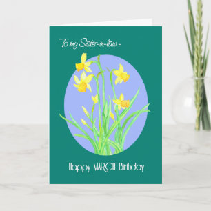 Pretty Daffodils March Birthday for Sister-in-law Card