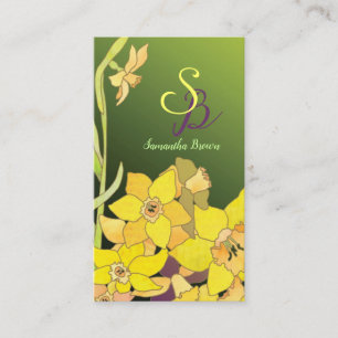 Pretty Daffodils Monogram Business Card