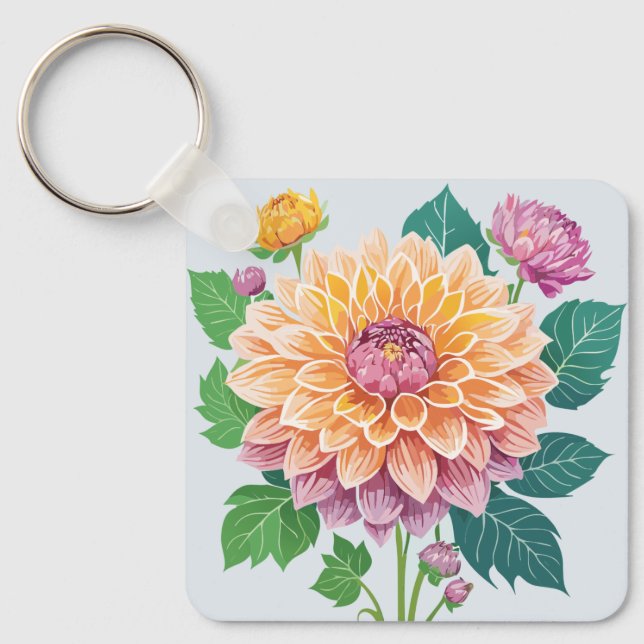 Pretty Dahlia Key Ring (Front)
