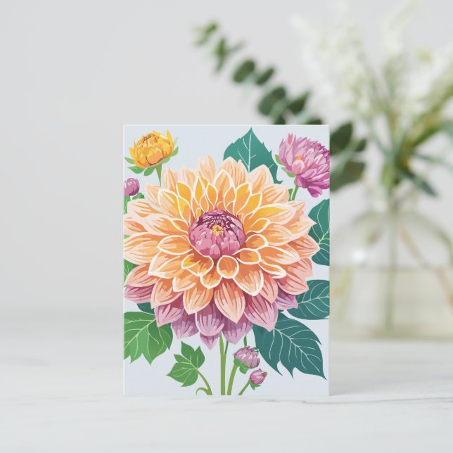 Pretty Dahlia Postcard (Standing Front)
