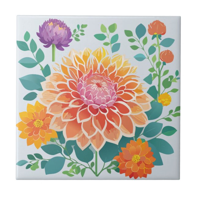 Pretty Dahlia Tile (Front)