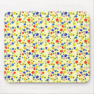 Pretty Dainty Cute Floral on Pastel Yellow Mouse Mat