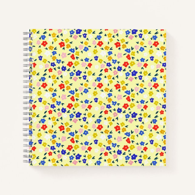 Pretty Dainty Cute Floral on Pastel Yellow Notebook (Front)