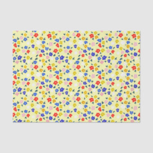 Pretty Dainty Cute Floral on Pastel Yellow Tissue Paper