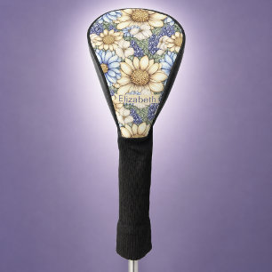 Pretty Daisies and Lavender Flowers Personalised Golf Head Cover