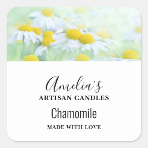 Pretty Daisies in a Field Candle Business Square Sticker