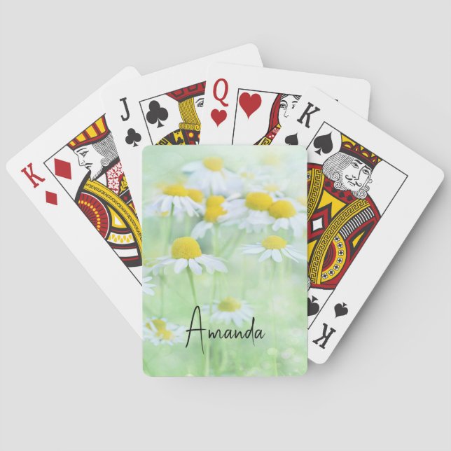 Pretty Daisies in a Field Photograph Playing Cards (Back)