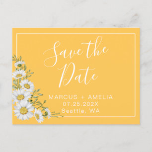 Pretty Daisies Save the Date QR Code Announcement Postcard