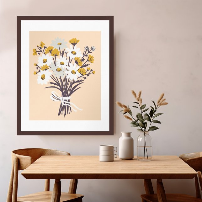 Pretty Daisy Bouquet Retro Modern Colourful Art Poster (Pretty Daisy Bouquet Retro Modern Colorful Art Poster
)