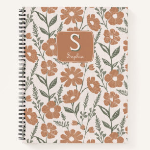 Pretty Daisy Floral Monogrammed Notebook