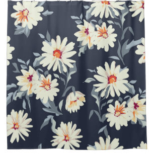 Pretty Daisy Floral: Seamless Print Shower Curtain