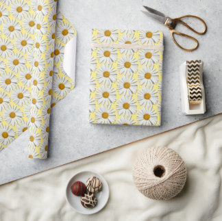 Pretty Daisy Flower Blossom Floral Fashion Yellow Wrapping Paper