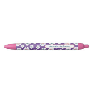 Pretty Daisy Flowers Custom Black Ink Pen