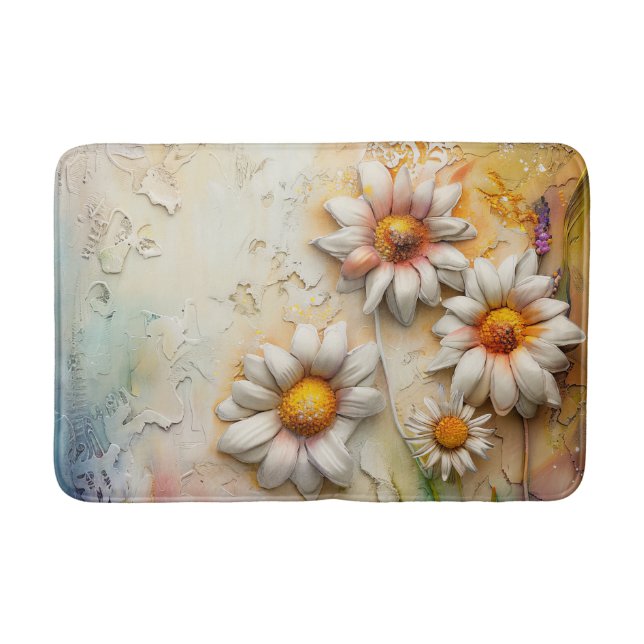 Pretty Daisy Flowers Floral Pattern Nature Bath Mat (Front)