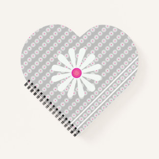 Pretty daisy flowers heart notebook
