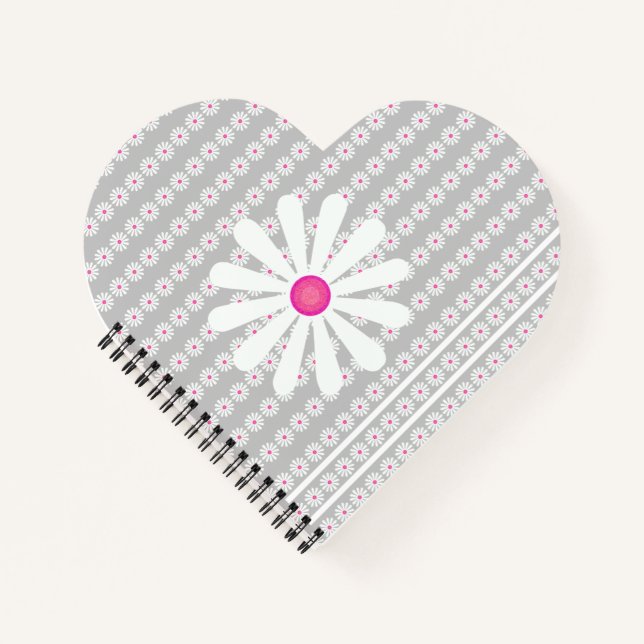 Pretty daisy flowers heart notebook (Front)