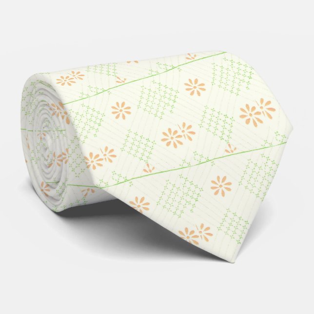 Pretty Daisy Flowers Tie (Rolled)
