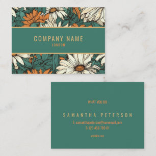 Pretty daisy, gold border business card