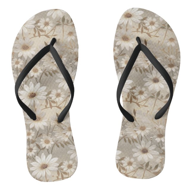 Pretty Daisy Pattern Flip Flops (Footbed)