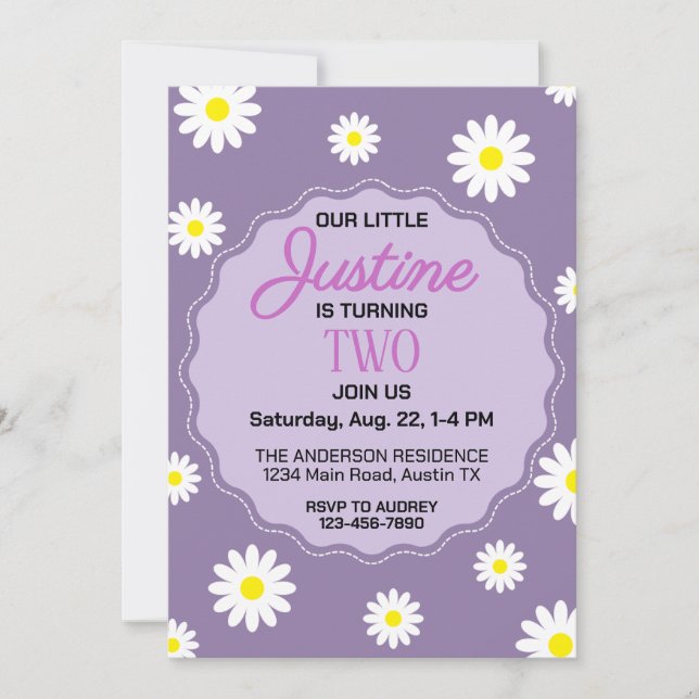 Pretty Daisy Print Birthday Party Invitation (Front)