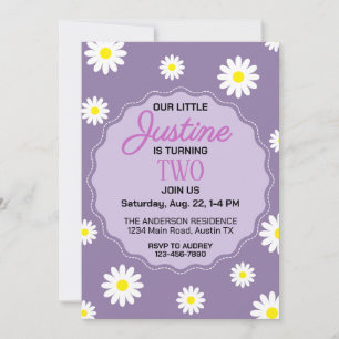 Pretty Daisy Print Birthday Party Invitation