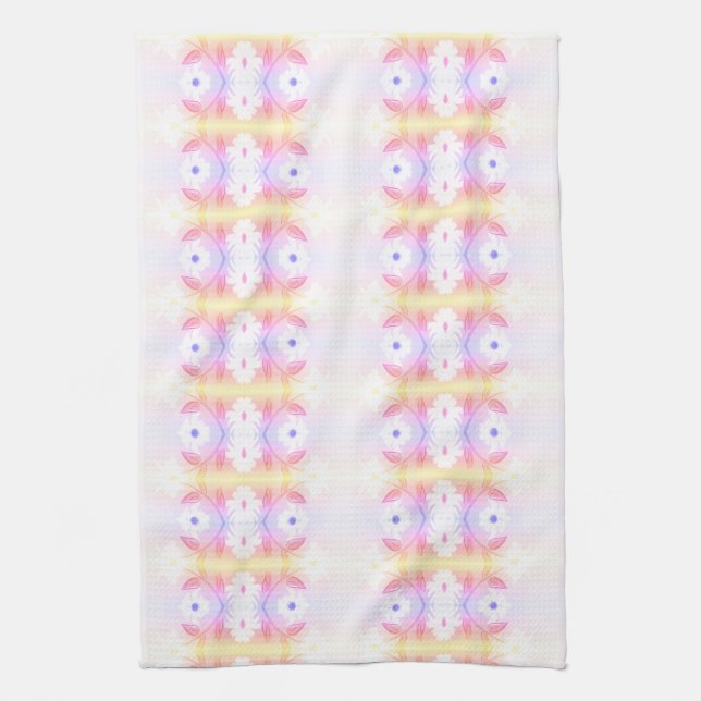 Pretty Daisy Print Tea-Towel with Pink Tea Towel (Vertical)