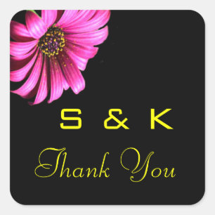 Pretty Daisy Wedding Thank You Monogram Stickers