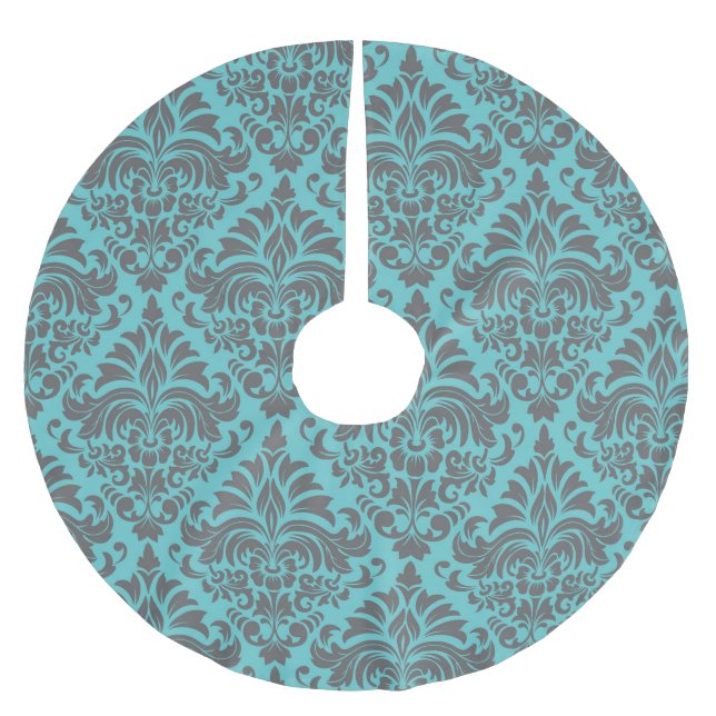 Pretty Damask Pattern Brushed Polyester Tree Skirt (Front)