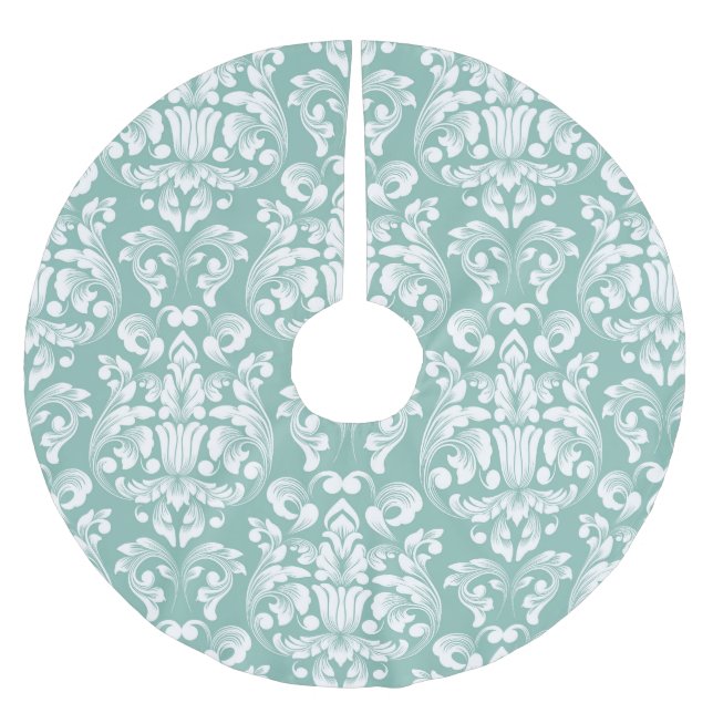 Pretty Damask Pattern Brushed Polyester Tree Skirt (Front)