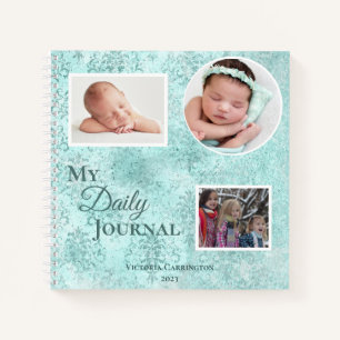 Pretty Damask Photo Name Script Daily Journal