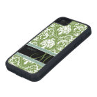 Pretty Dark Olive Green & white damask w/ monogram