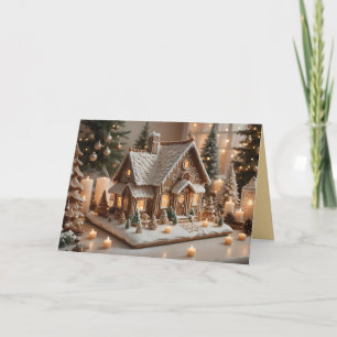 Pretty decorated gingerbread house holiday card