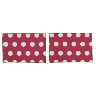 Pretty Deep Rose Geometric White Polka Dots       Pillowcase