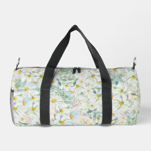 Pretty Delicate Pastel Watercolor Daisies Duffle Bag