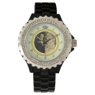 Pretty Diamond Wedding Ring with Photo on Yellow Watch