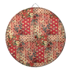Pretty Distressed Look Vintage Shabby Chic Floral  Dartboard