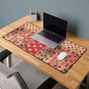 Pretty Distressed Look Vintage Shabby Chic Floral Desk Mat
