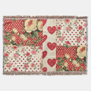 Pretty Distressed Look Vintage Shabby Chic Floral Throw Blanket
