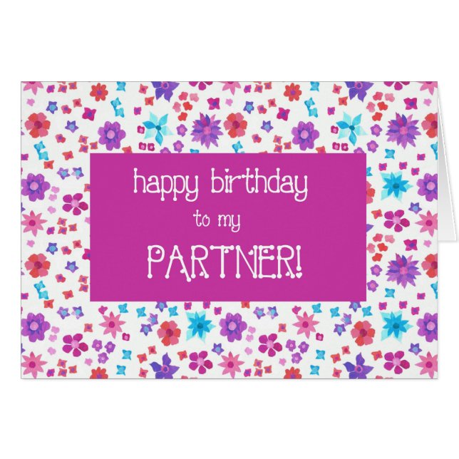 Pretty Ditsy Floral For a Partner Birthday (Front Horizontal)