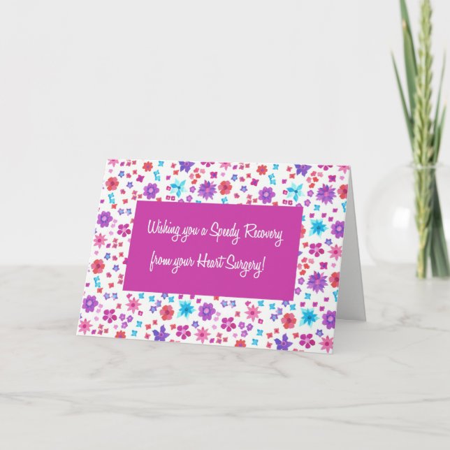 Pretty Ditsy Floral Get Well from Heart Surgery Card (Front)