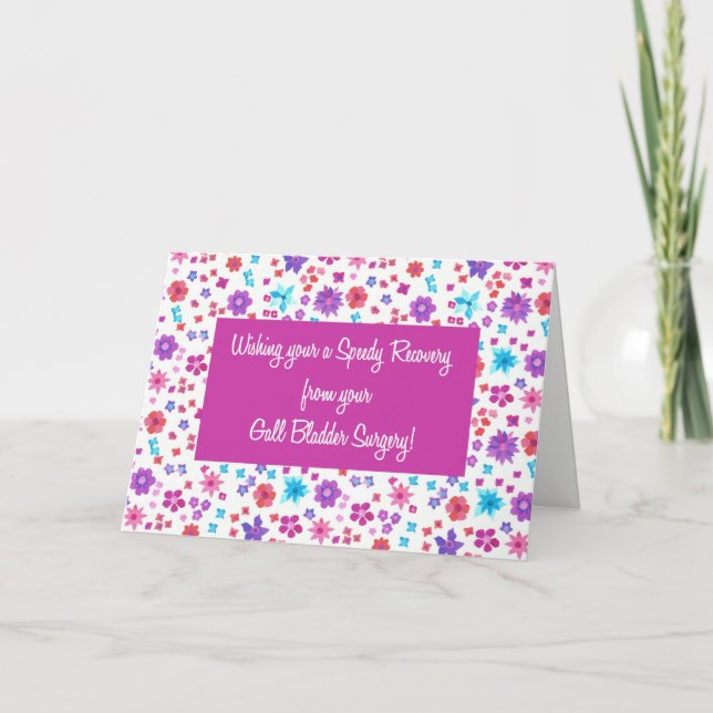 Pretty Ditsy Floral Get Well Gall Bladder Surgery Card (Front)