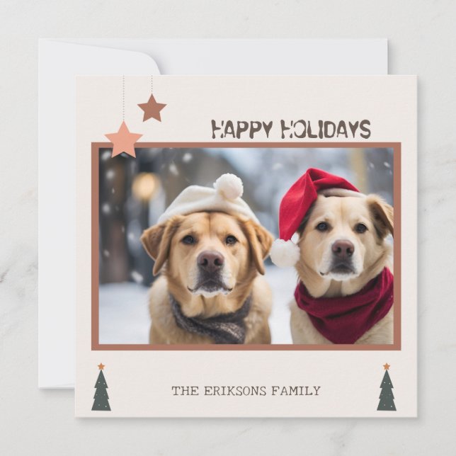 pretty dogs happy christmas  Flat Holiday Card (Front)